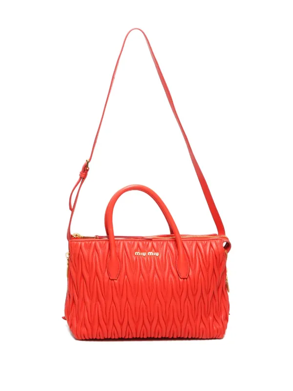 miu miu マテラッセ 2way ショルダー・ハンドバッグ（オレンジ） Miu Miu Pre-Owned 2015 マテラッセ 2wayハンドバッグ | オレンジ