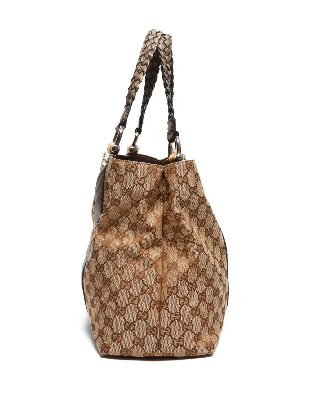 Pre-owned Gucci 2000-2010s Gg Canvas Bamboo Tote Bag