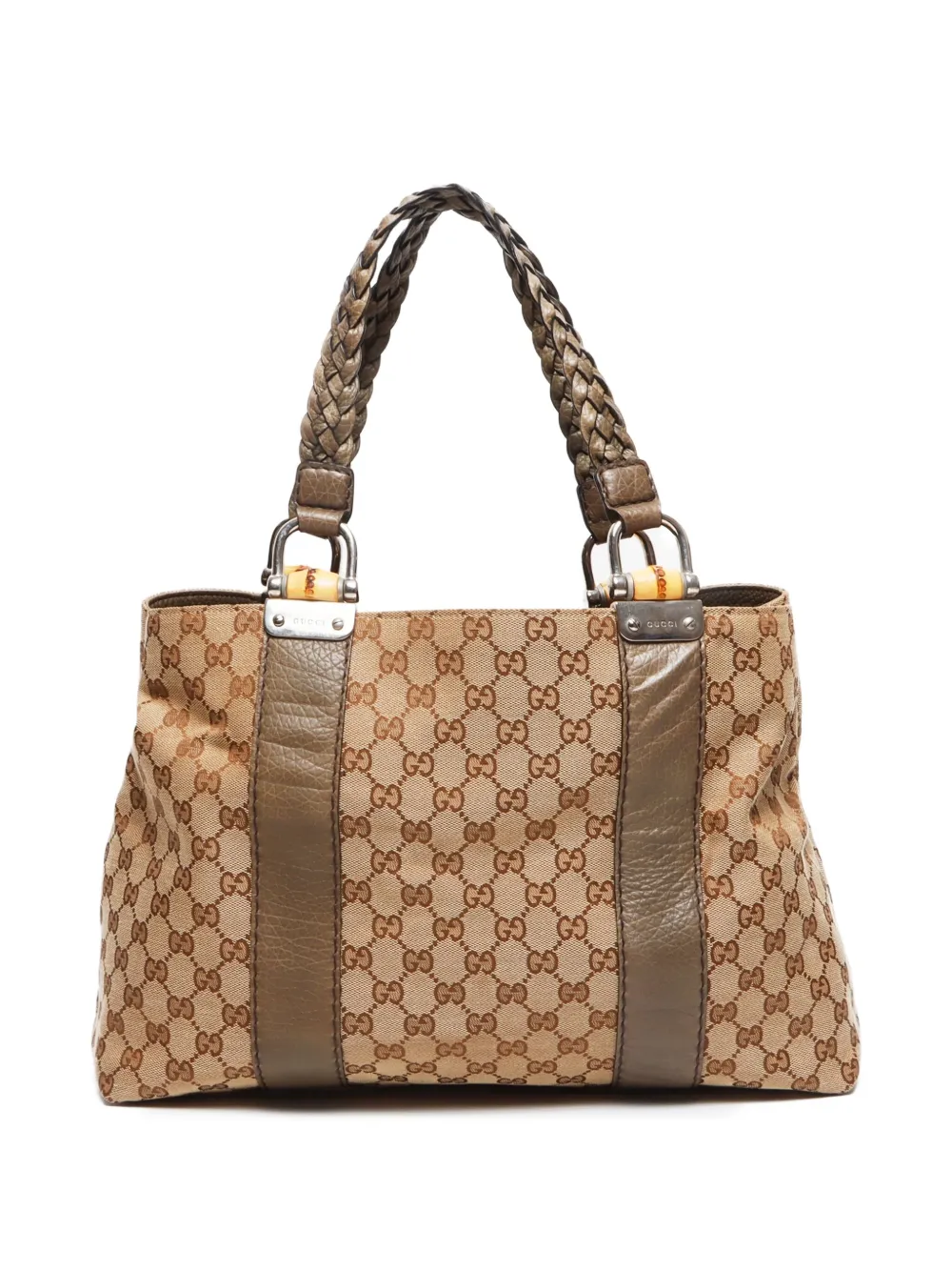 Pre-owned Gucci 2000-2010s Gg Canvas Bamboo Tote Bag