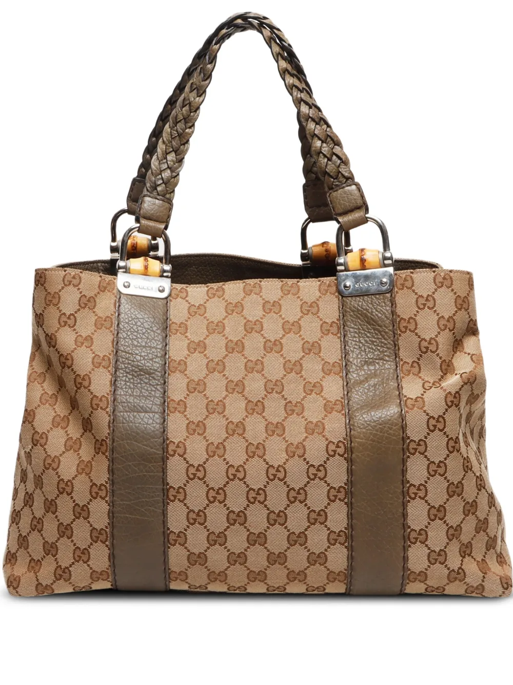 Pre-owned Gucci 2000-2010s Gg Canvas Bamboo Tote Bag
