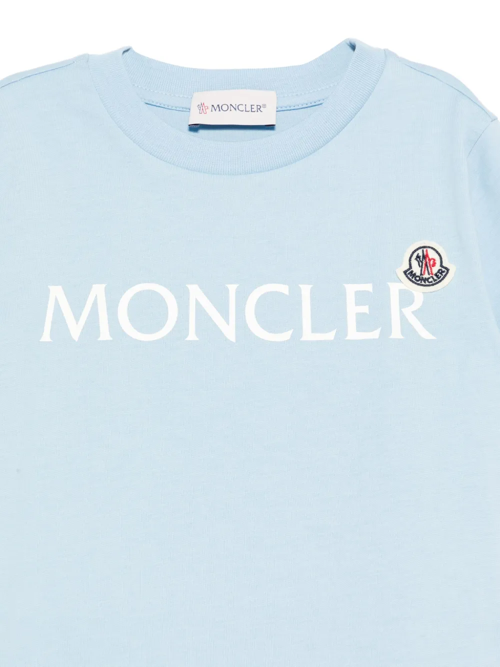 Moncler Enfant Katoenen T-shirt met logoprint Blauw