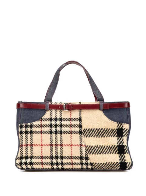 Burberry Pre-Owned شنطة يد 'هاوس' صوف كاروهات وجينز بجيب 2000-2017