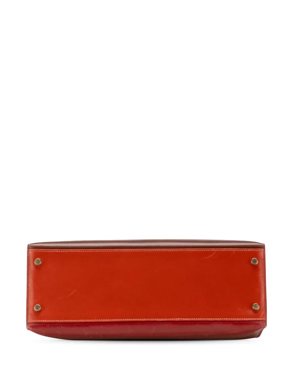 Pre-owned Hermes 1999 Tricolor Box Calf Kelly Sellier 32 Satchel In Red
