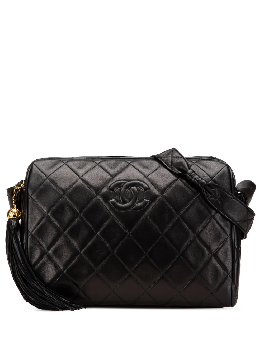 Pre-owned Chanel 1994-1996 Cc Quilted Lambskin Tassel Crossbody Bag