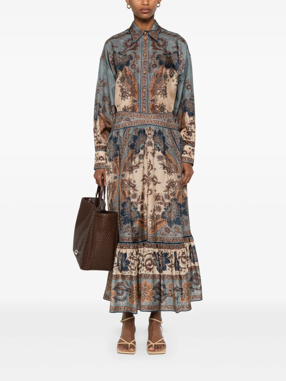 ZIMMERMANN Ascension midi skirt - Blauw