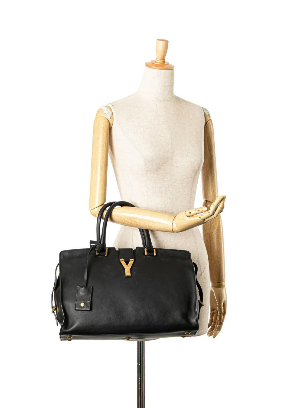 Pre-owned Saint Laurent 2014 Medium Leather Classic Y Cabas Satchel In Black