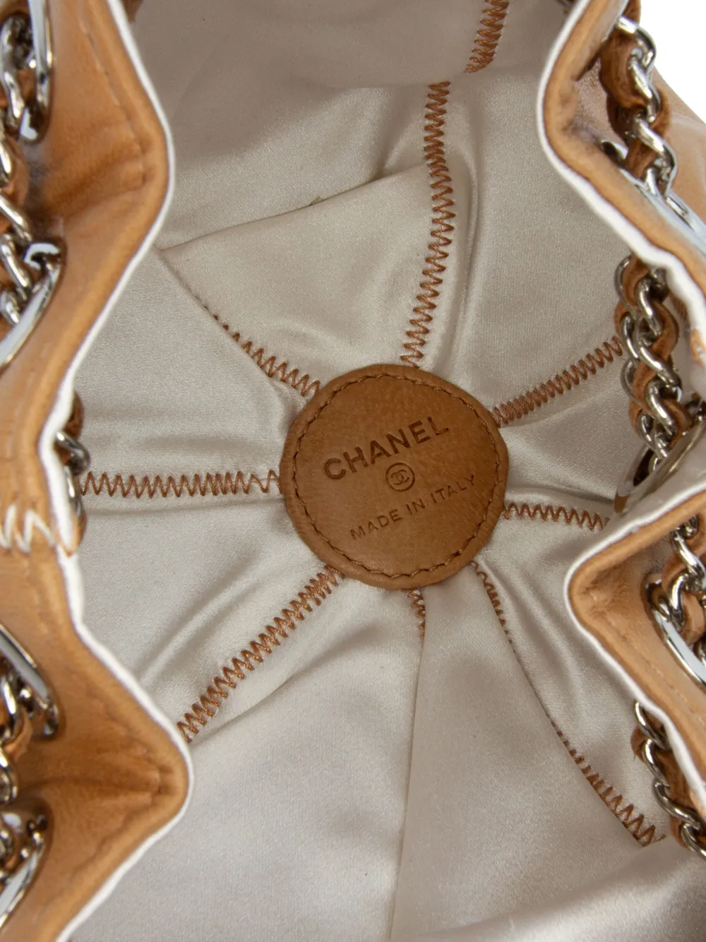 Pre-owned Chanel 2003-2004 Mini Lambskin And Satin Reversible Sac Cordon Clutch Bag