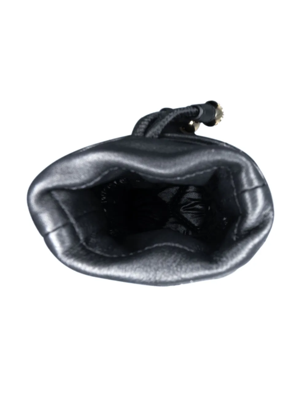 Pre-owned Chanel 2021 Micro Quilted Lambskin Drawstring Bucket Bag Crossbody Bag In Black
