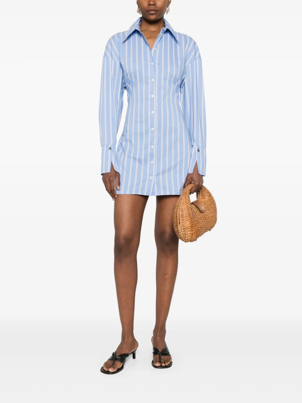 Patrizia Pepe stripe-print shirt dress - Blauw