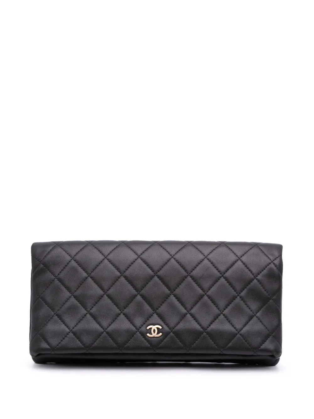 Pre-owned Chanel 2014-2015 Cc Quilted Lambskin Foldover Clutch Bag