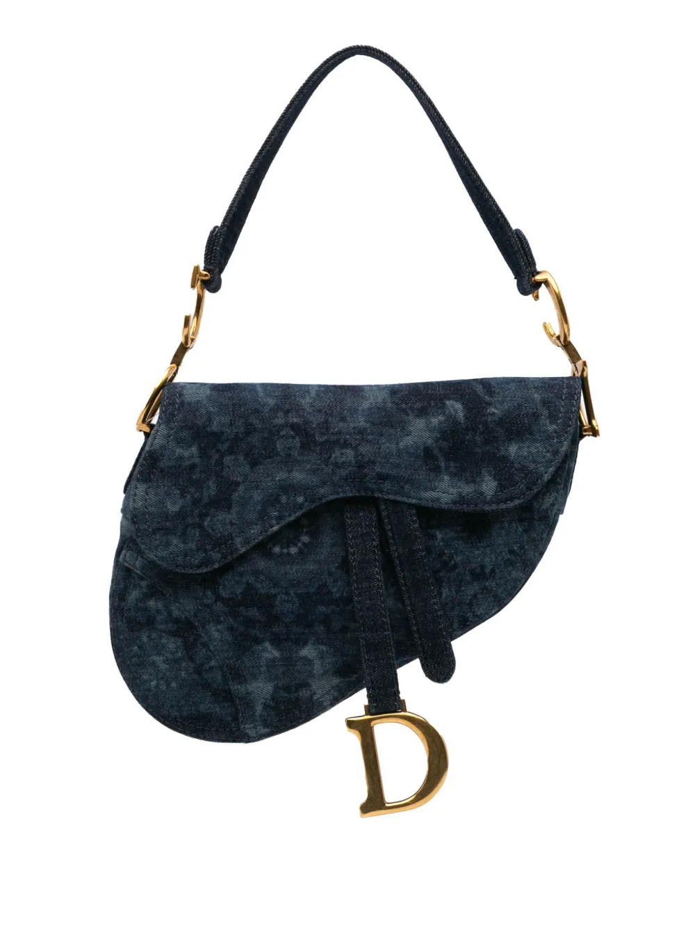 Christian Dior Pre-Owned 2019 デニム タイダイ サドル ショルダーバッグ - ブルー Christian Dior Pre-Owned 2019 デニム タイダイ サドル ショルダーバッグ - ブルー