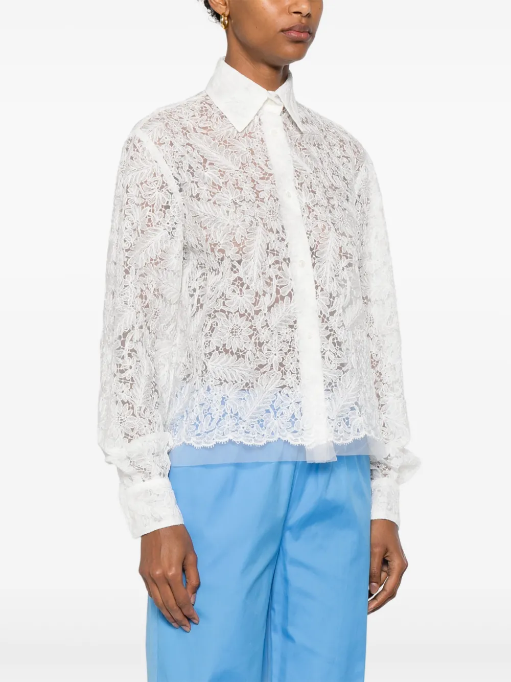 Ermanno Scervino Blouse met geborduurde bloemen Wit