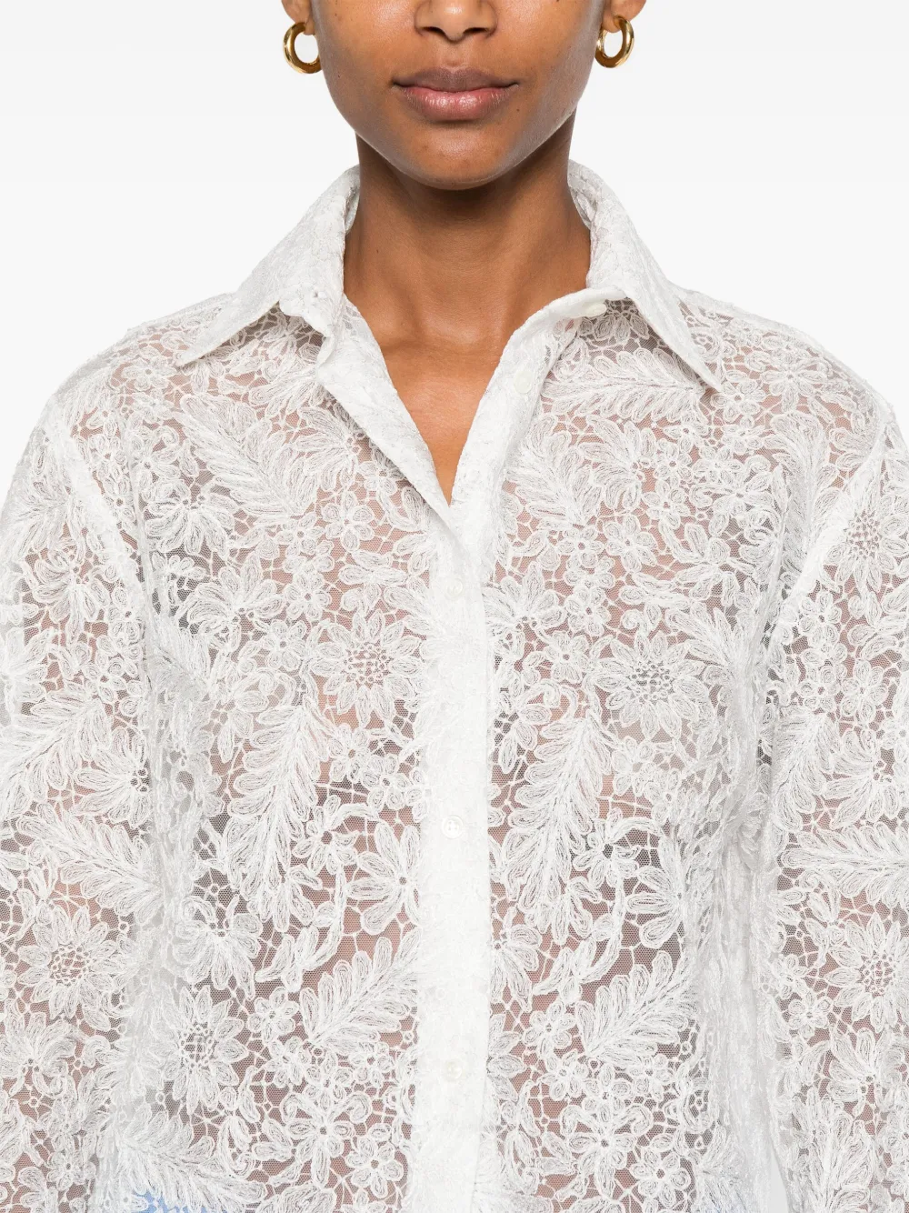 Ermanno Scervino Blouse met geborduurde bloemen Wit