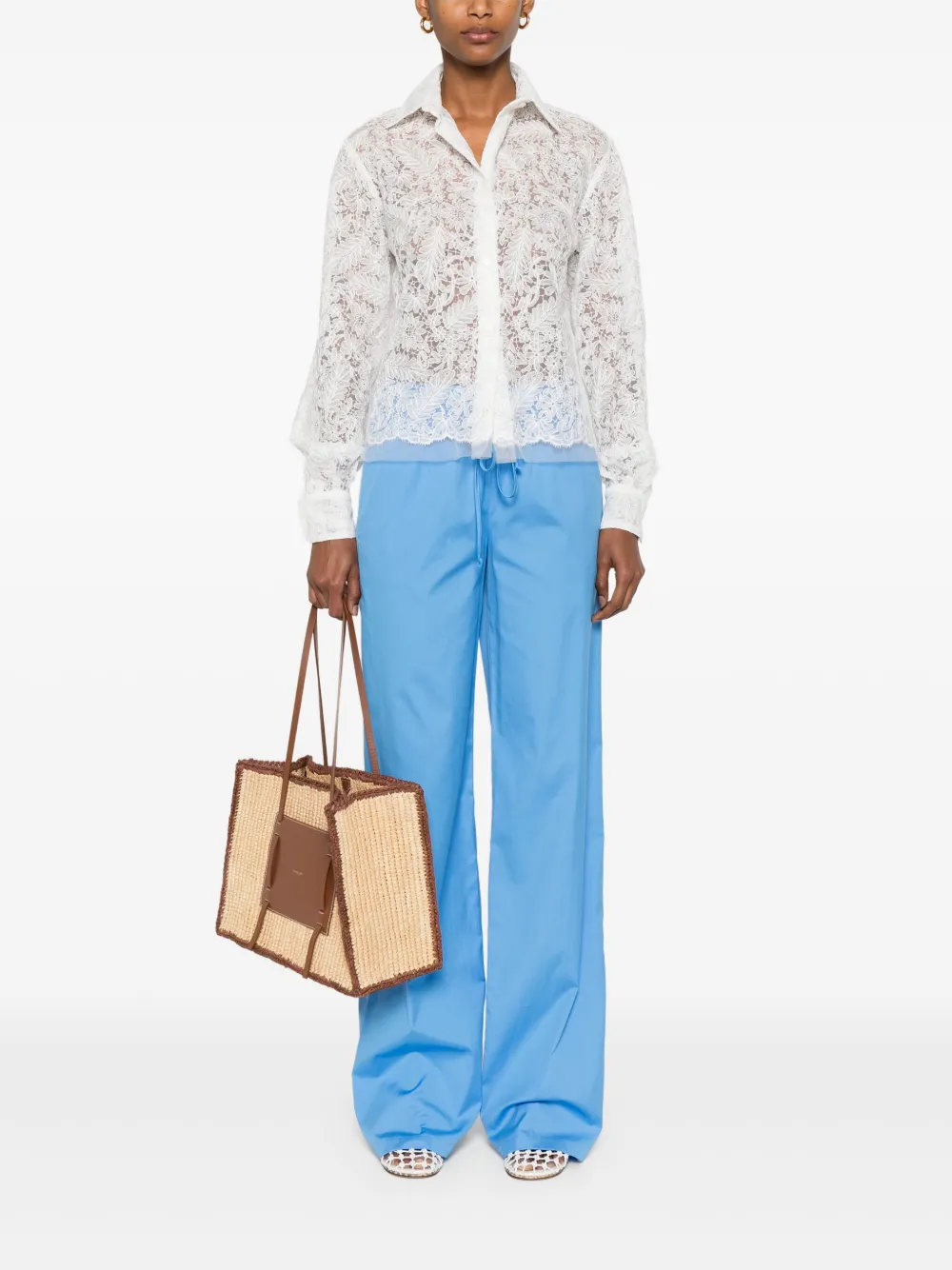 Ermanno Scervino floral-embroidered shirt - Wit