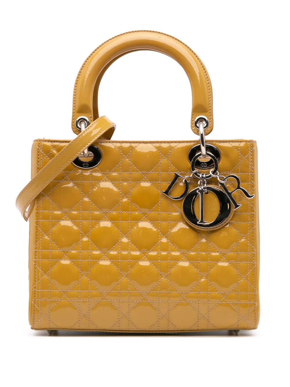 Christian Dior Pre-Owned 2012 ミディアム パテント カナージュ レディ ディオール サッチェルバッグ - Christian Dior Pre-Owned 2012 ミディアム パテント カナージュ レディ ディオール サッチェルバッグ -