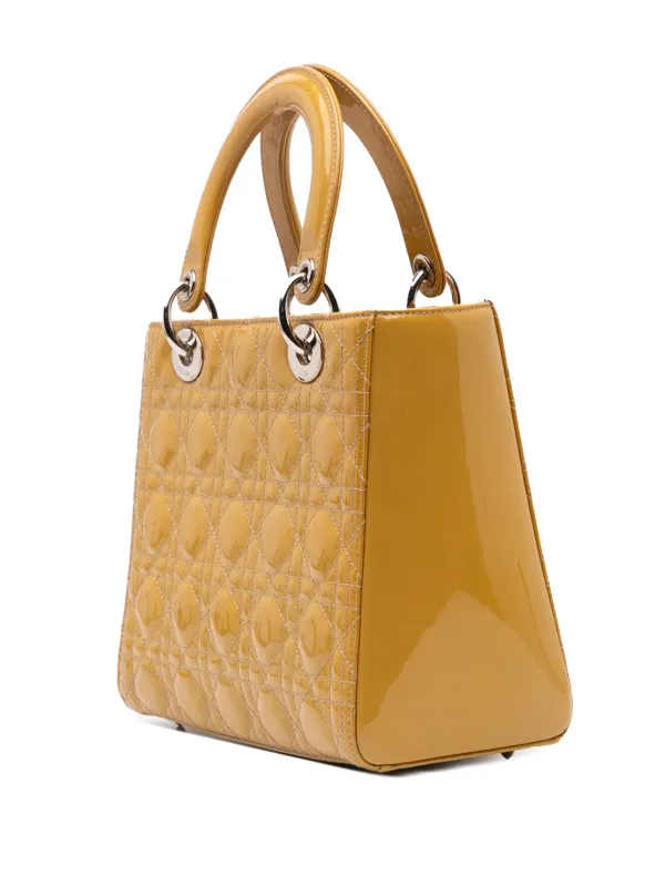 Dior ディオール レディディオール バッグ パテント イエロー ミディアム