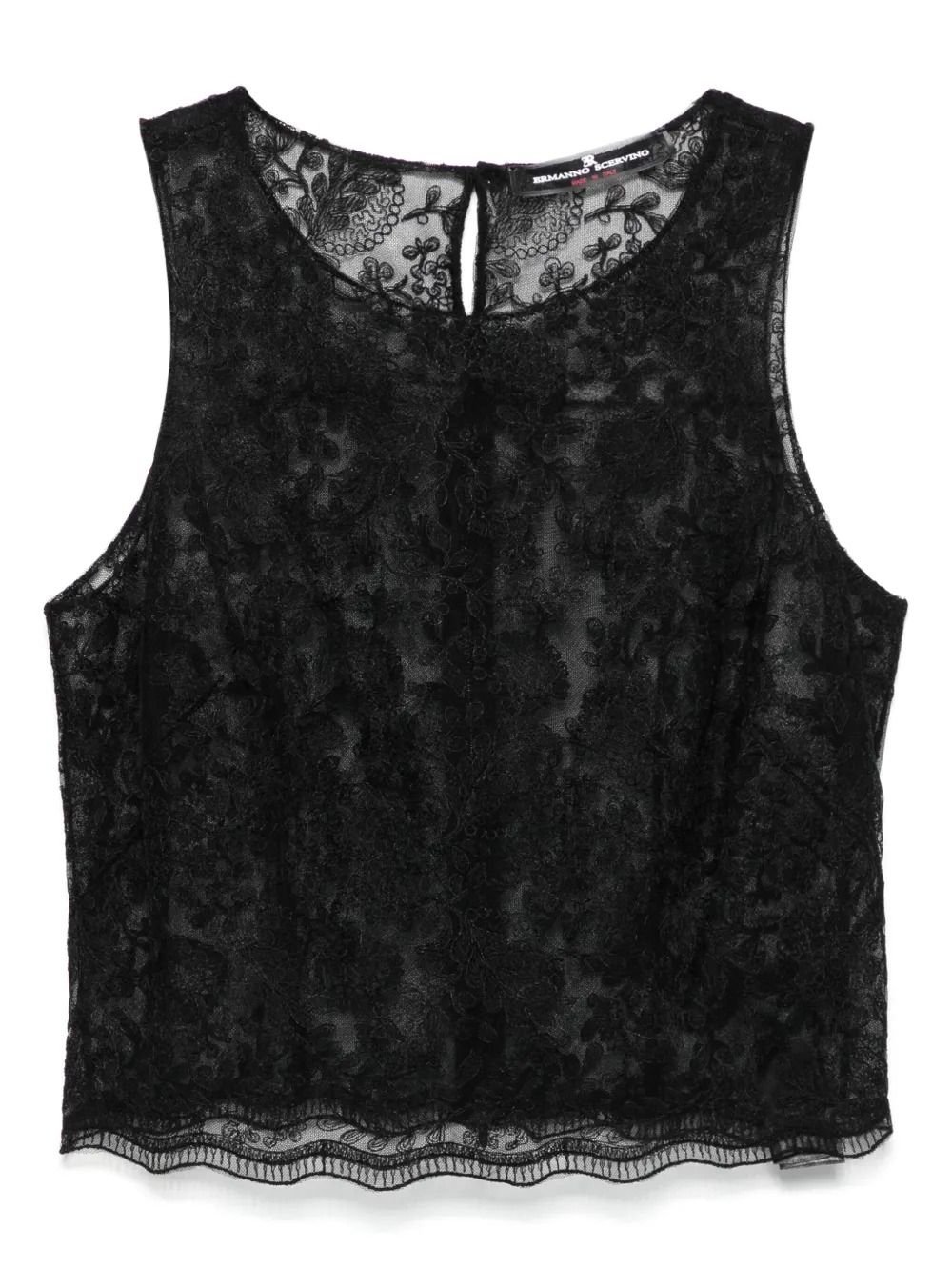 Ermanno Scervino Top met bloemenkant Zwart