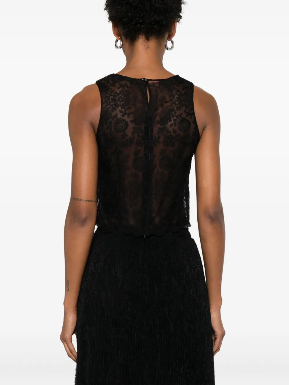 Ermanno Scervino Top met bloemenkant Zwart