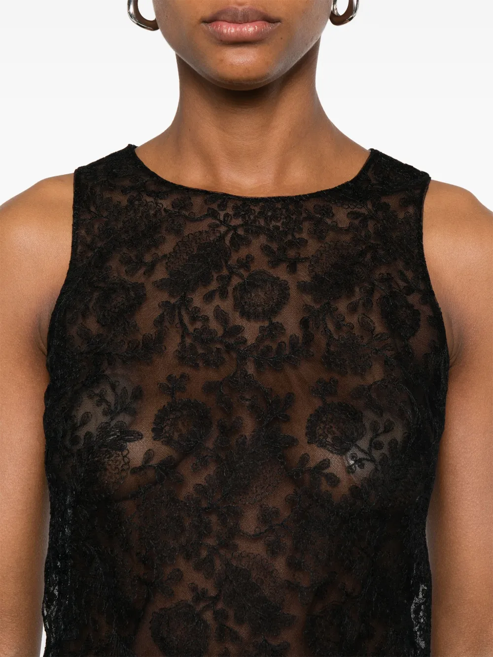 Ermanno Scervino Top met bloemenkant Zwart