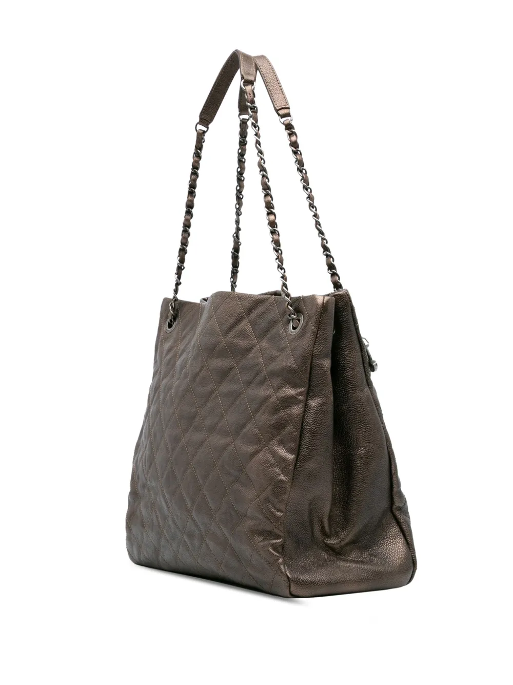Pre-owned Chanel 2012-2013 Large Quilted Iridescent Caviar Chic Tall Shopping Tote Bag