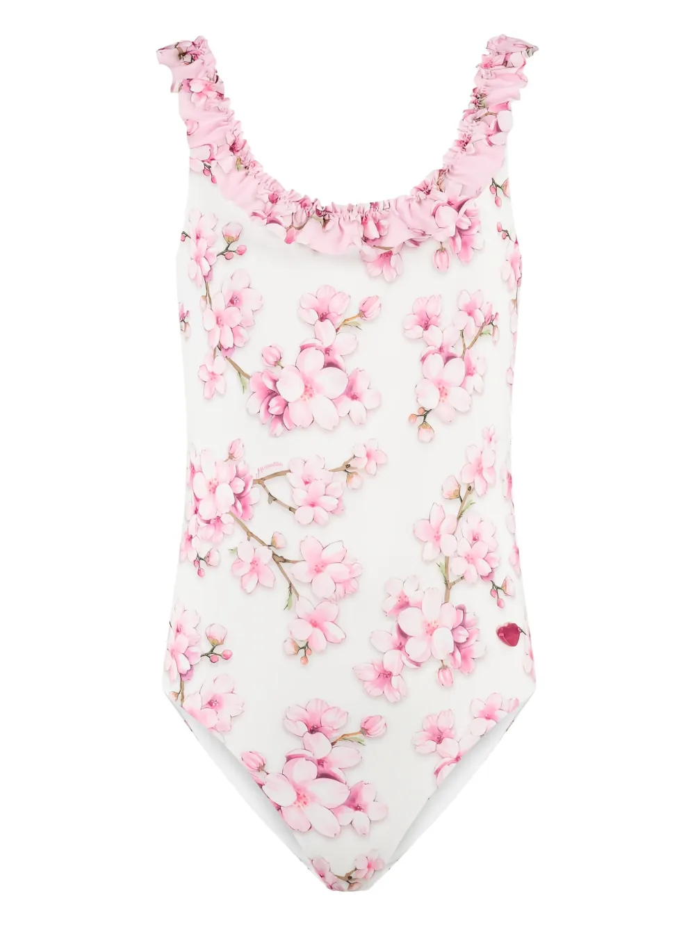 Monnalisa Badpak met bloe print Wit