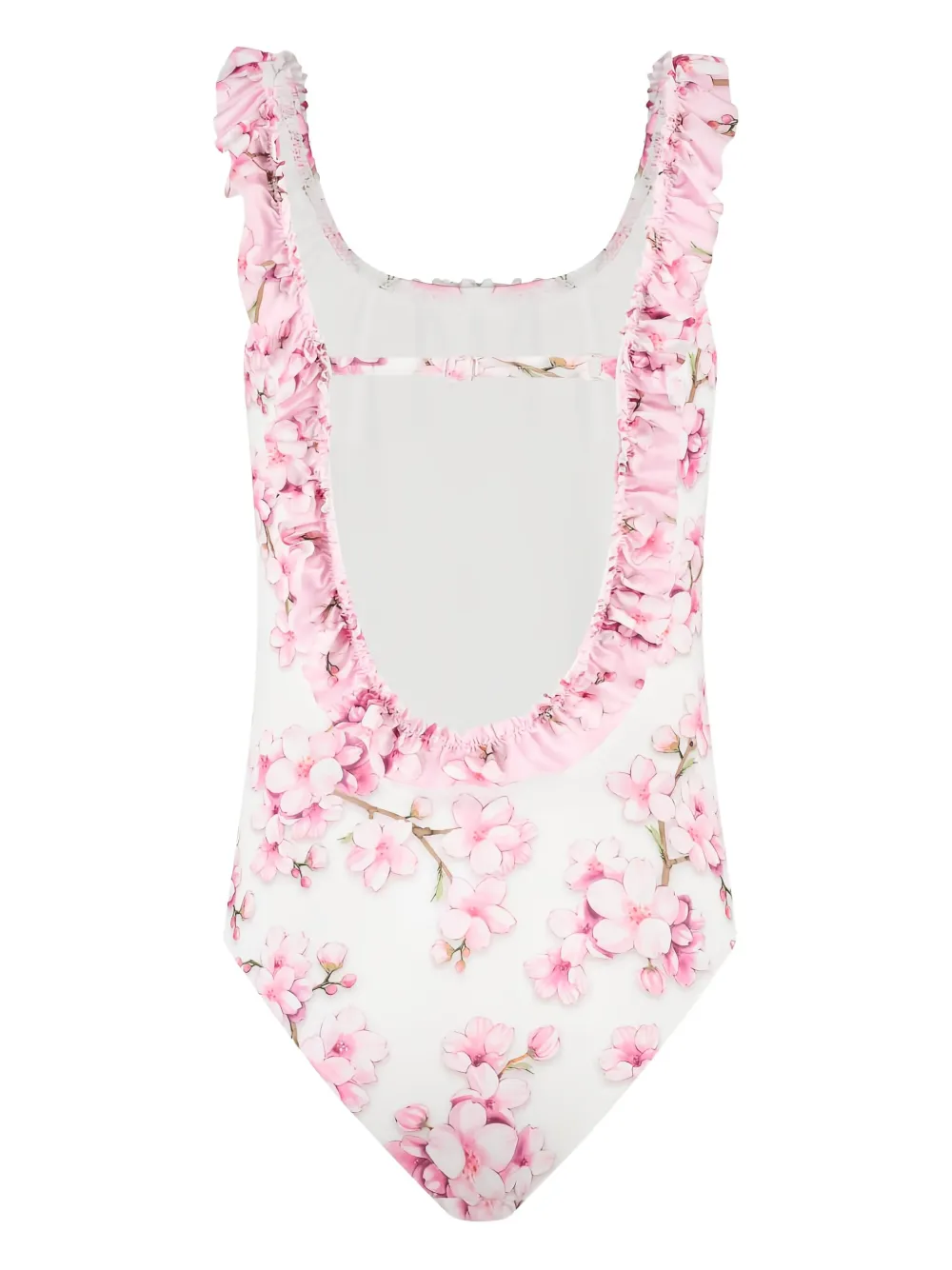 Monnalisa Badpak met bloemenprint Wit