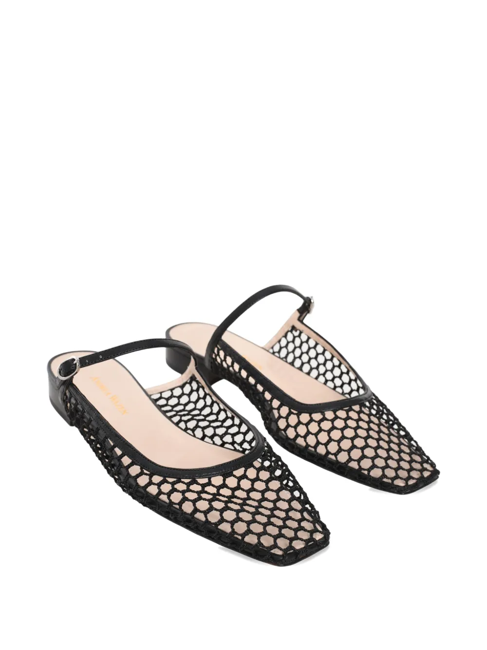 Andrea Wazen 15mm Net Mule Ballerina In Black