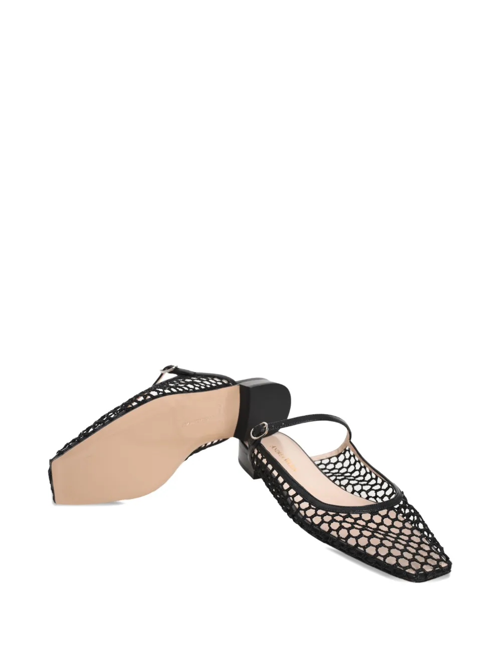 Andrea Wazen 15mm Net Mule Ballerina In Black