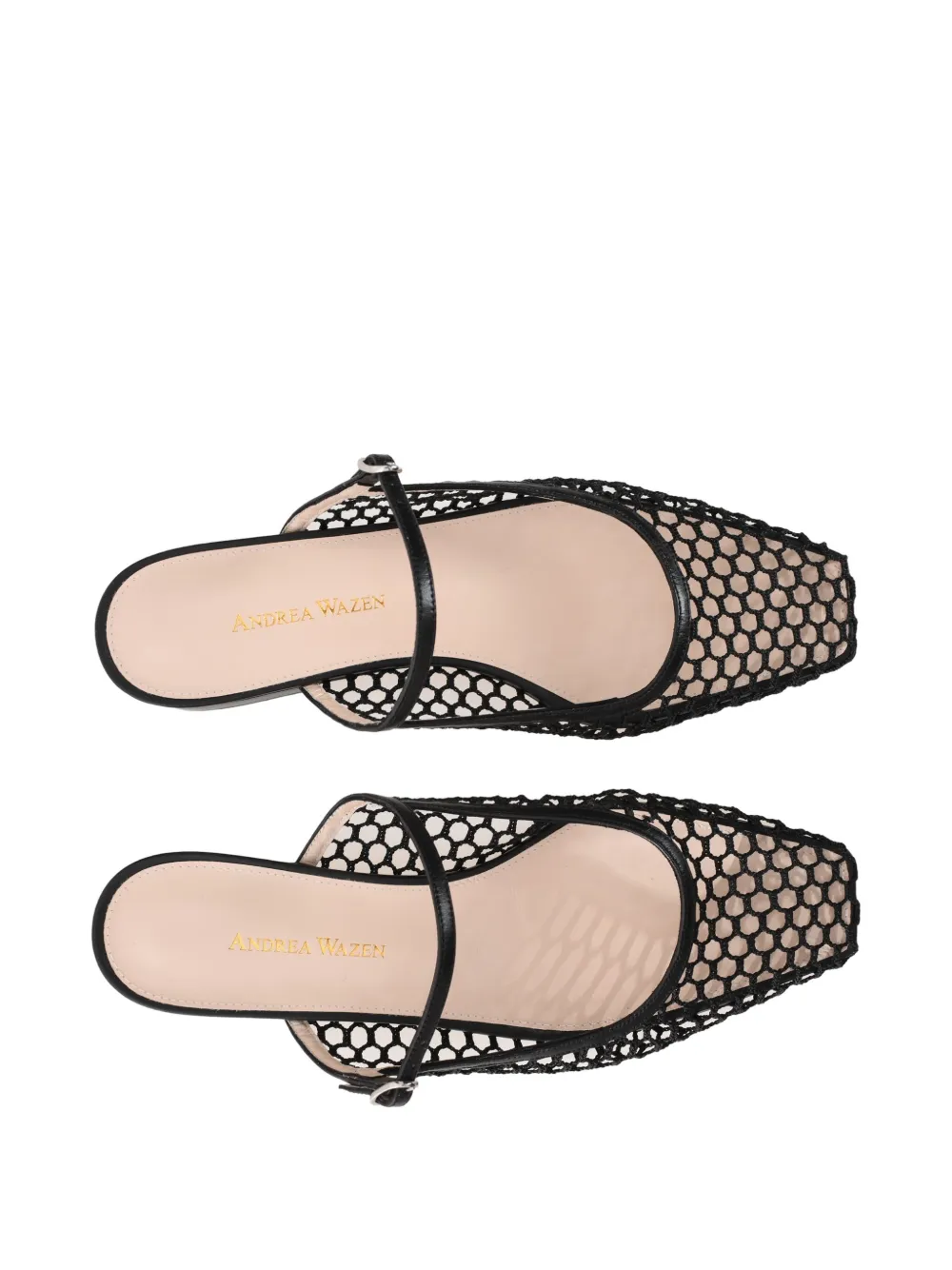 Andrea Wazen 15mm Net Mule Ballerina In Black