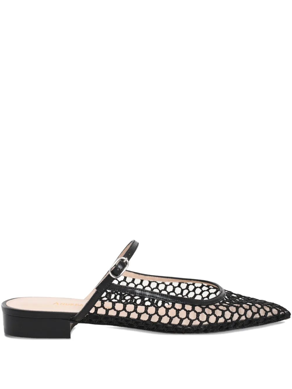Andrea Wazen 15mm Net Mule Ballerina In Black