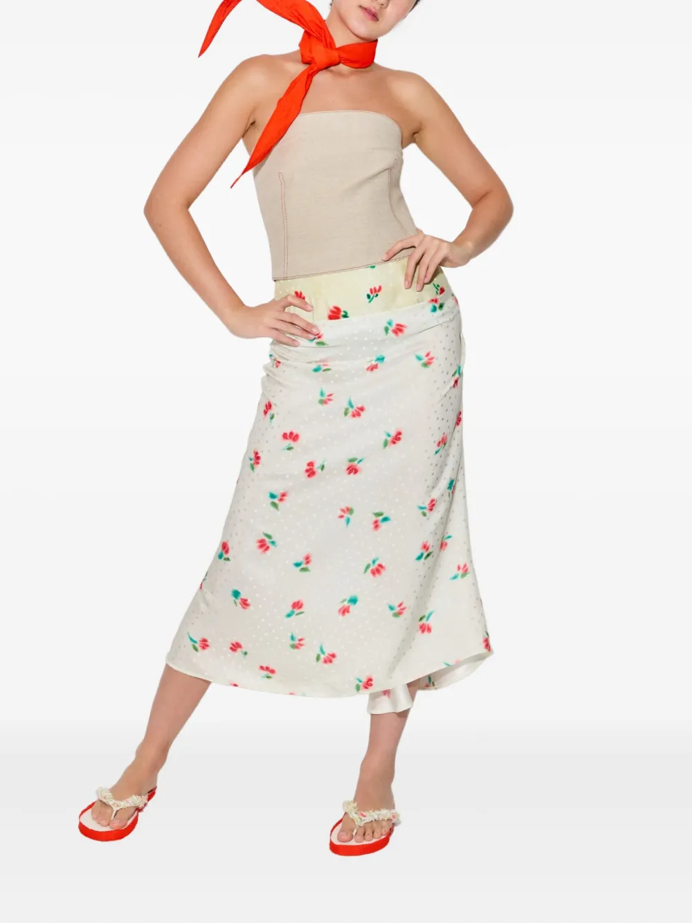 Rosie Assoulin silk midi skirt - Wit