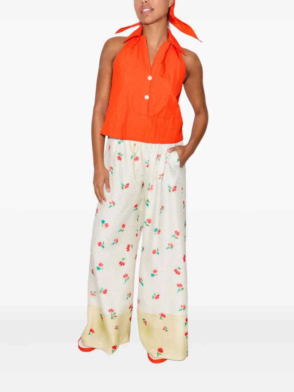 Rosie Assoulin Kerchief twill blouse - Oranje