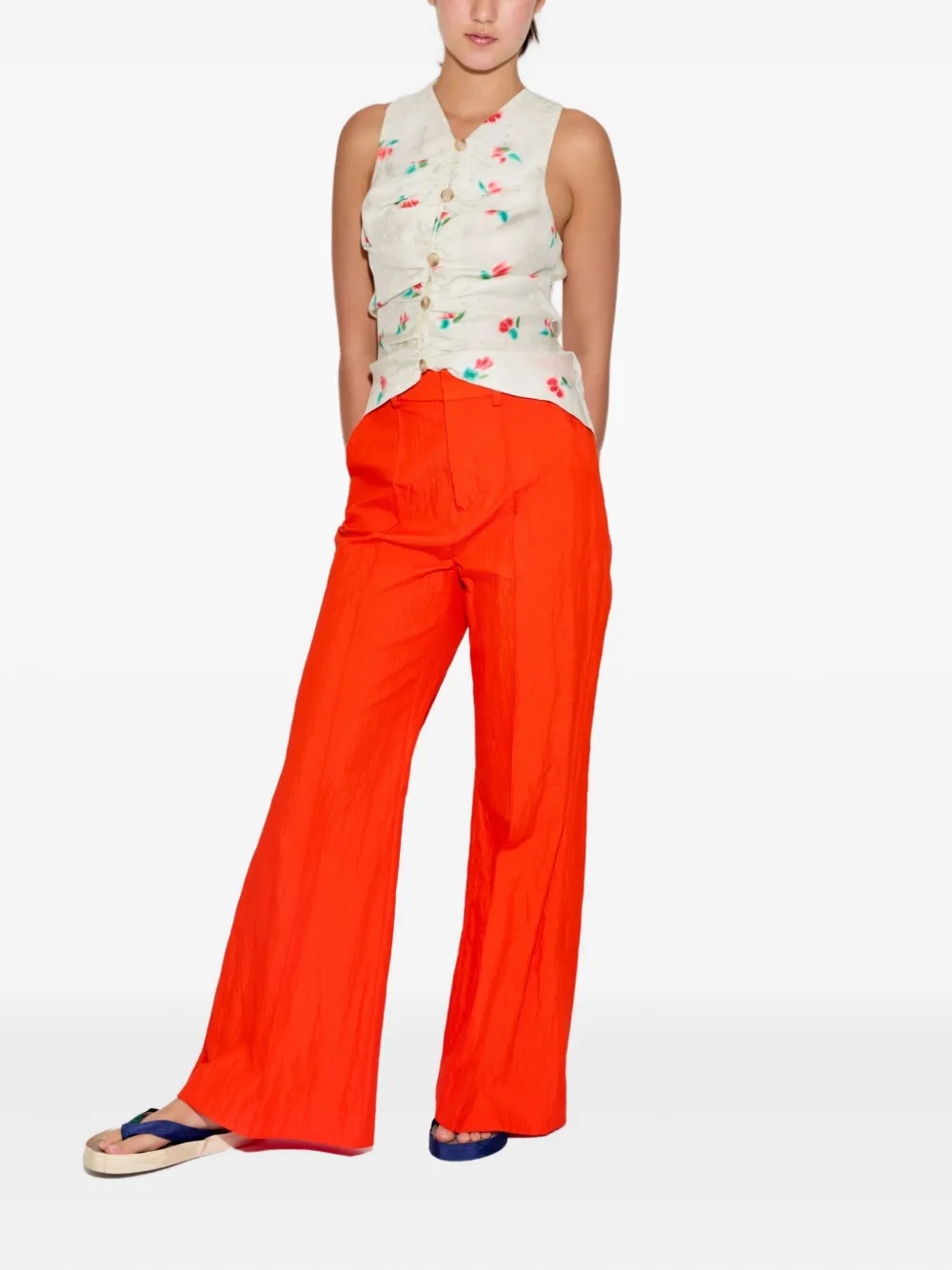 ROSIE ASSOULIN TULIP-JACQUARD BUTTON-UP VEST