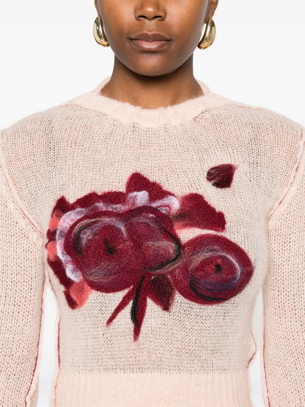 ERDEM Trui met geborduurde bloemen Roze