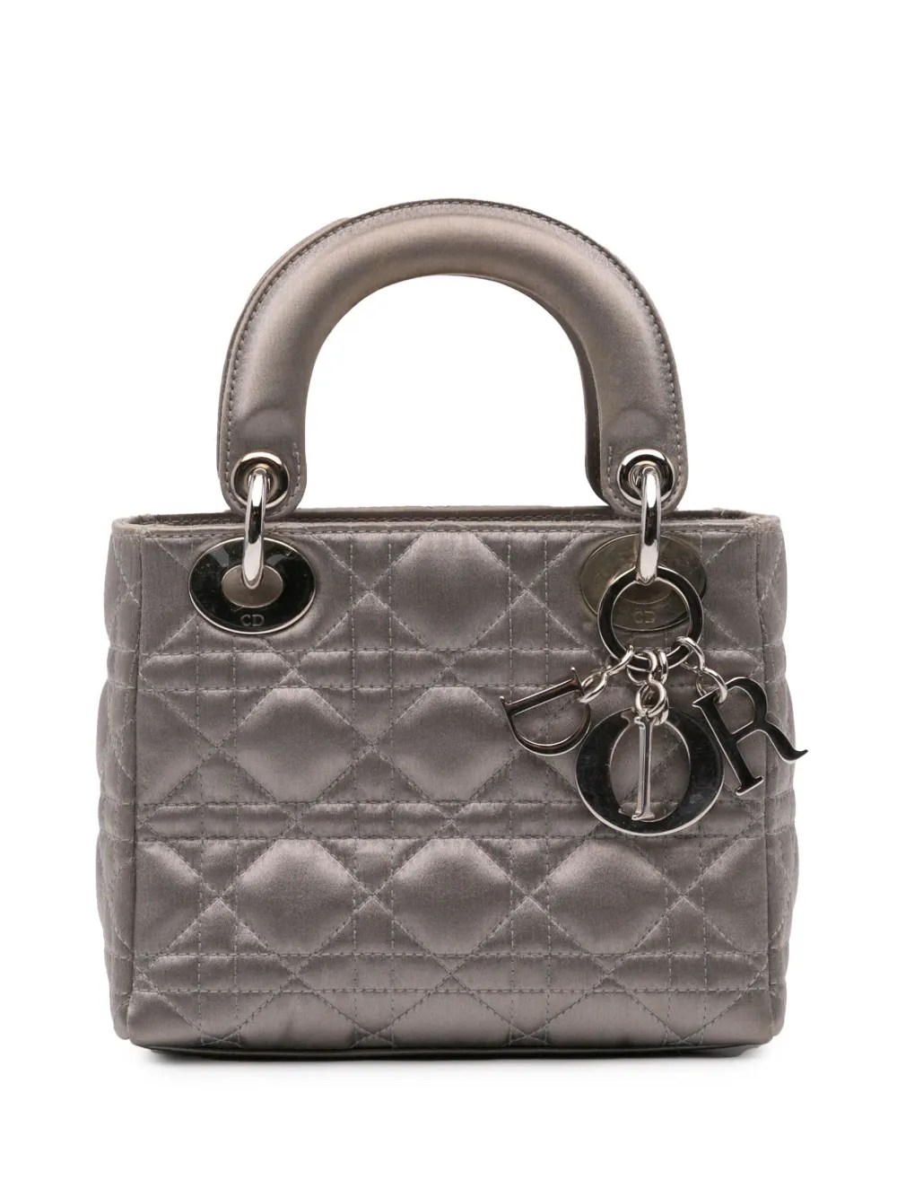 Christian Dior Pre-Owned 2011 ミニ サテン カナージュ レディ ディオール サッチェルバッグ - GRAY Christian Dior Pre-Owned 2011 ミニ サテン カナージュ レディ ディオール サッチェルバッグ - GRAY