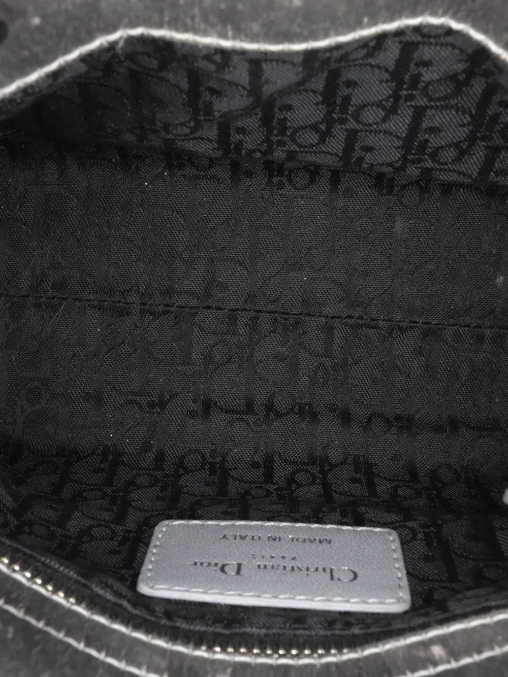Pre-owned Dior 2011 Mini Satin Cannage Lady Satchel In Gray