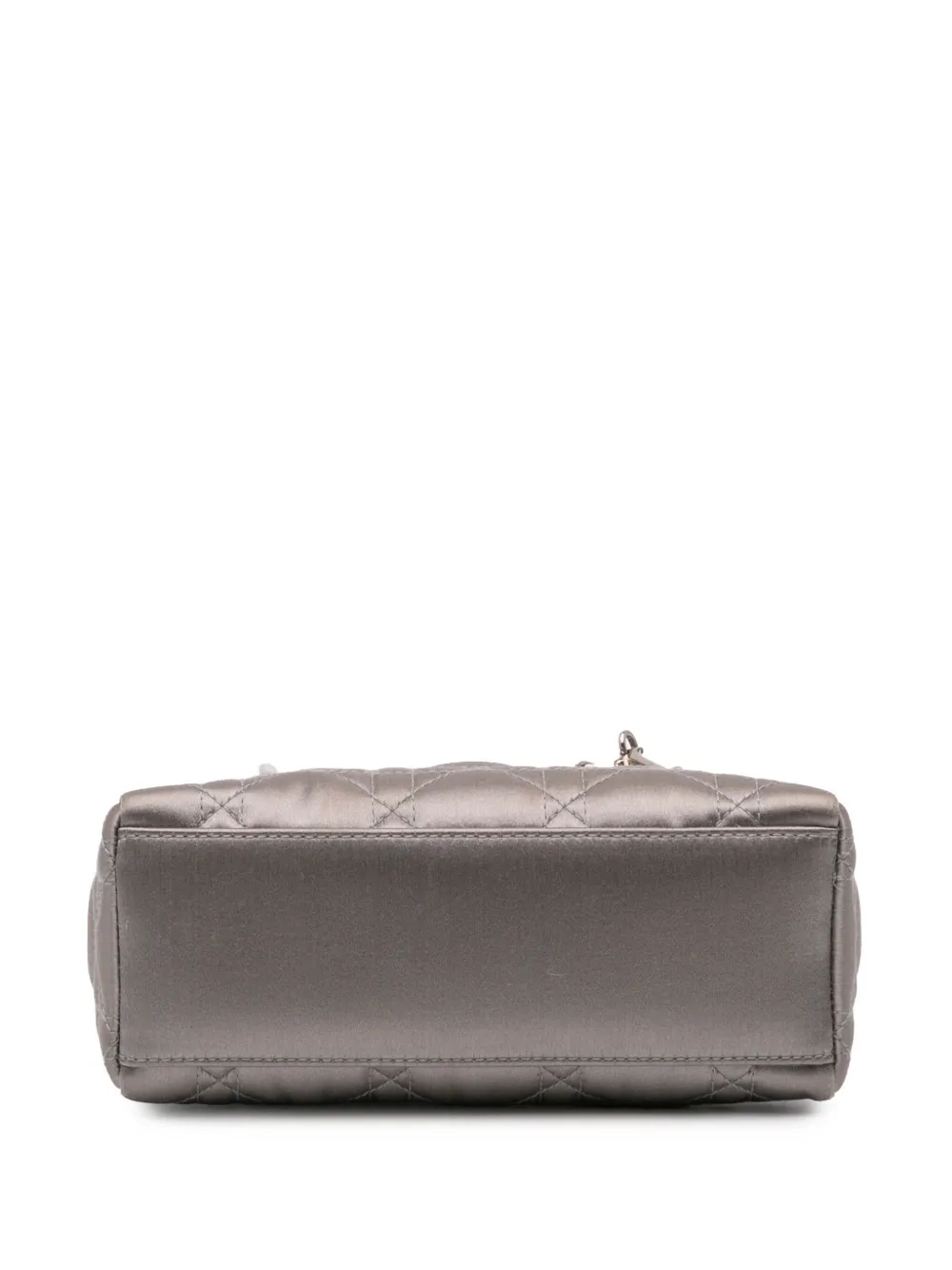 Pre-owned Dior 2011 Mini Satin Cannage Lady Satchel In Gray