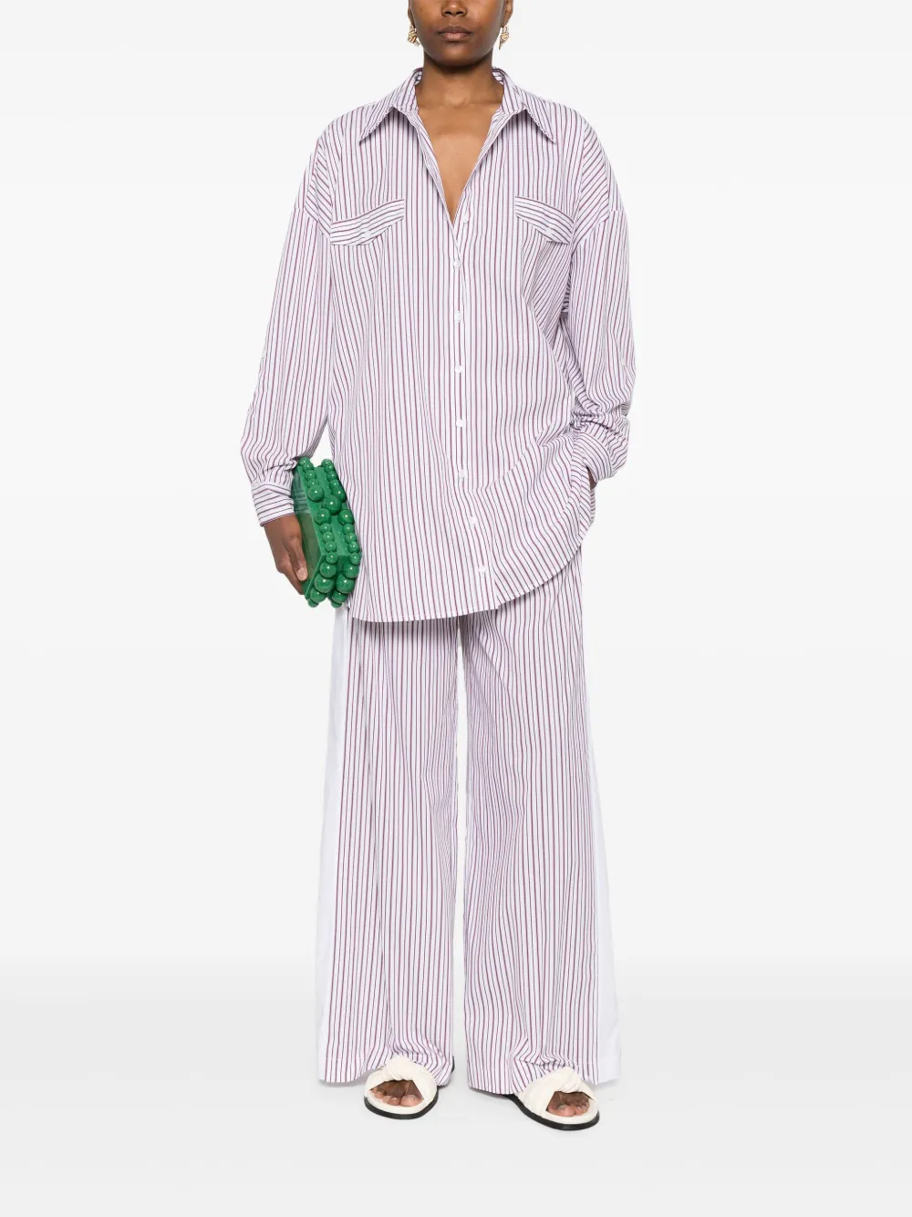 Patrizia Pepe striped poplin palazzo trousers - Wit