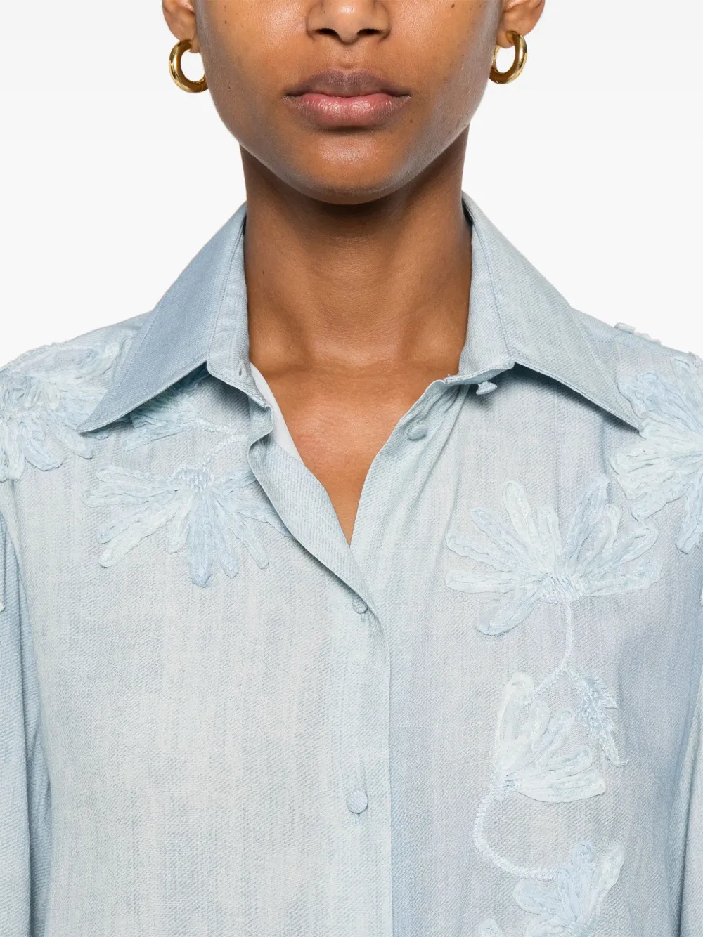 Ermanno Scervino Blouse met geborduurde bloemen Blauw