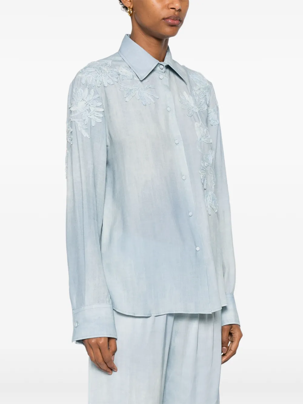 Ermanno Scervino Blouse met geborduurde bloemen Blauw