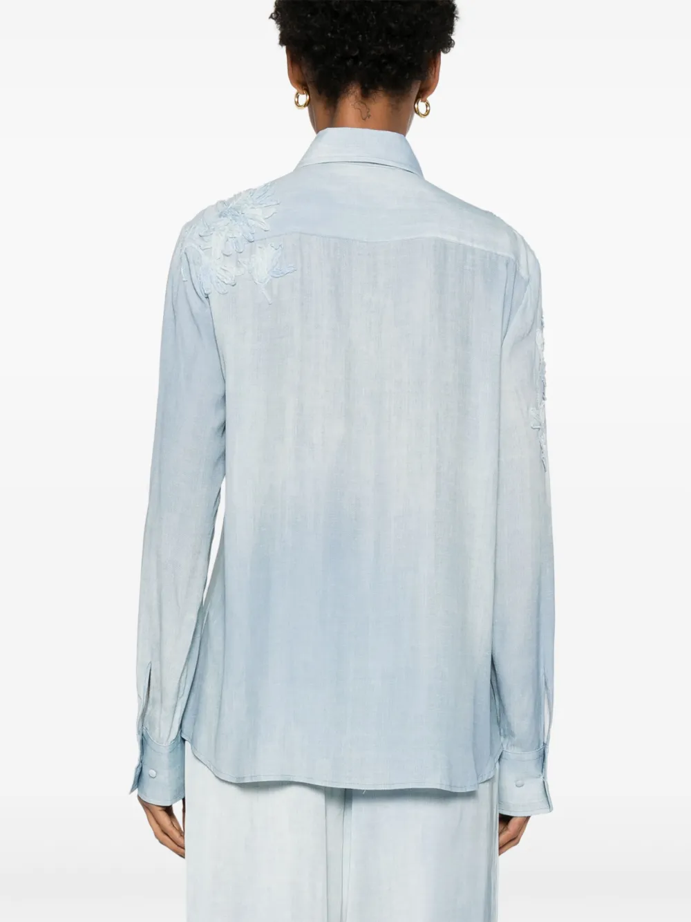 Ermanno Scervino Blouse met geborduurde bloemen Blauw