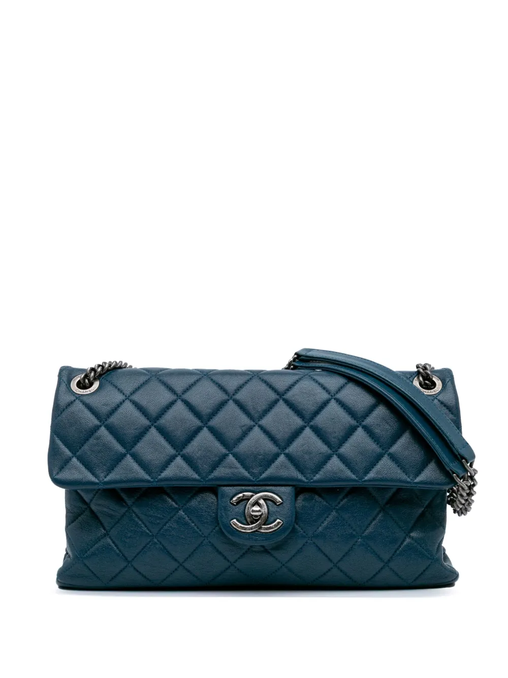 Pre-owned Chanel 2014-2015 Large Shiny Quilted Lambskin Burgundy Rocks Flap Shoulder Bag