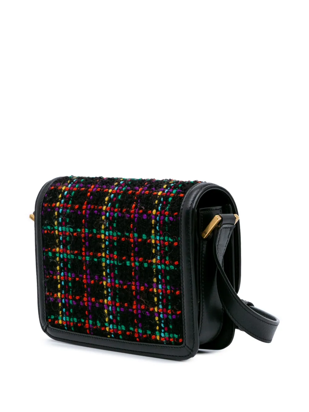 Pre-owned Saint Laurent 2021 Small Tweed Solferino Crossbody Bag In Black