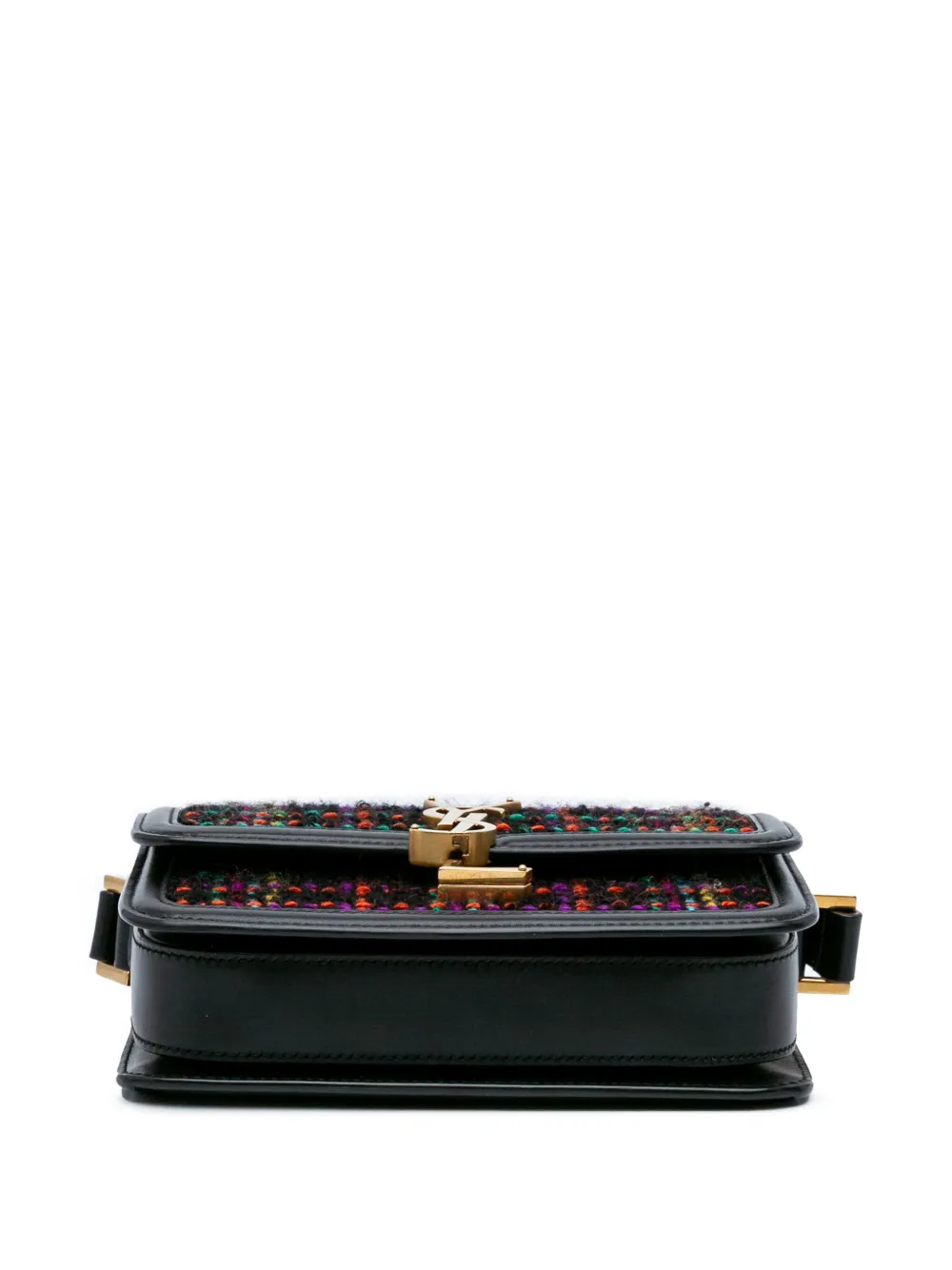 Pre-owned Saint Laurent 2021 Small Tweed Solferino Crossbody Bag In Black