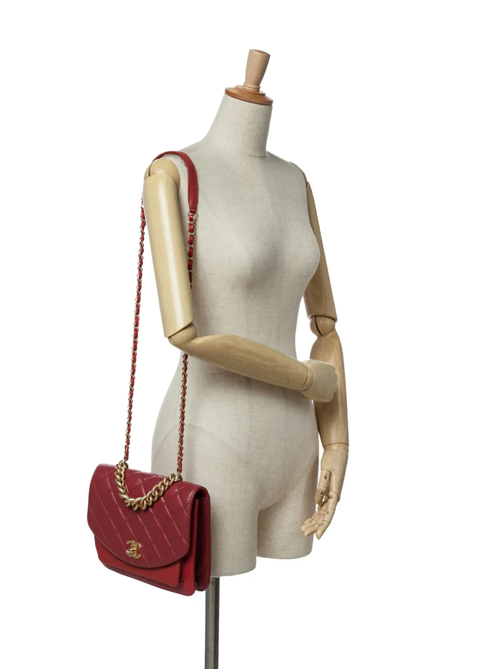 Pre-owned Chanel 2019 Small Quilted Calfskin And Caviar Chain Handle Flap Satchel