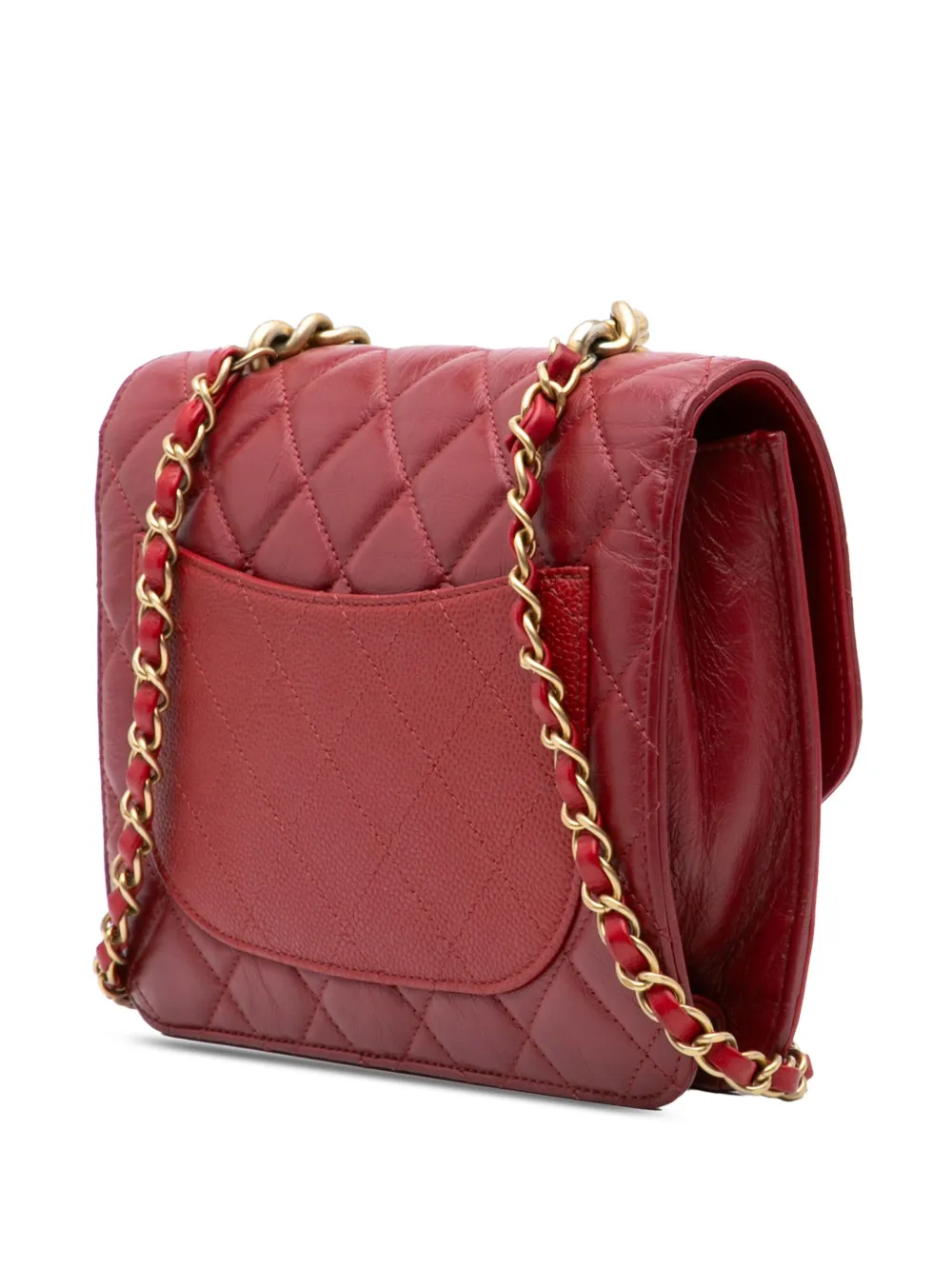 Pre-owned Chanel 2019 Small Quilted Calfskin And Caviar Chain Handle Flap Satchel