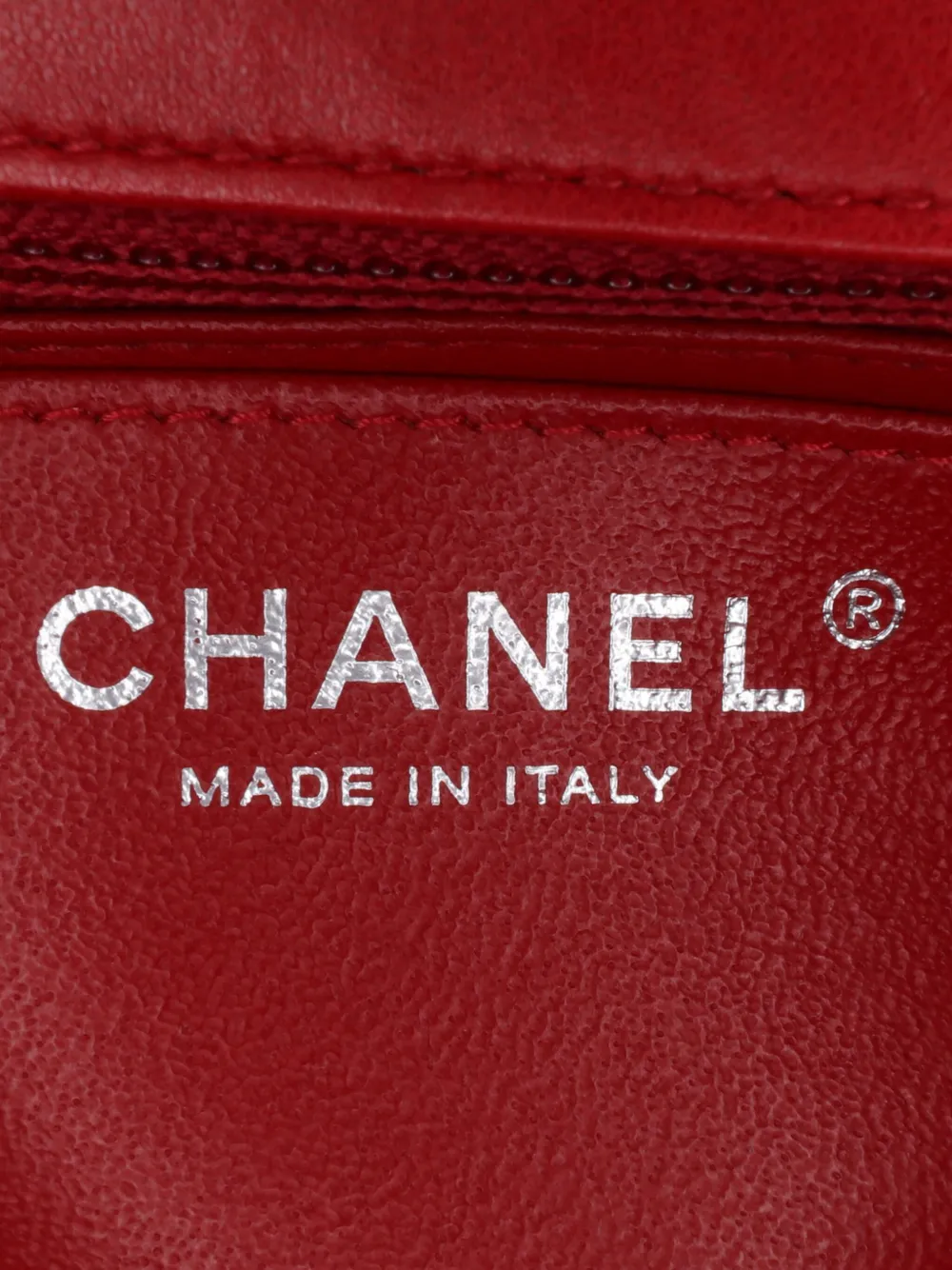 Pre-owned Chanel 2014-2015 Mini Square Classic Lambskin Single Flap Crossbody Bag In Red