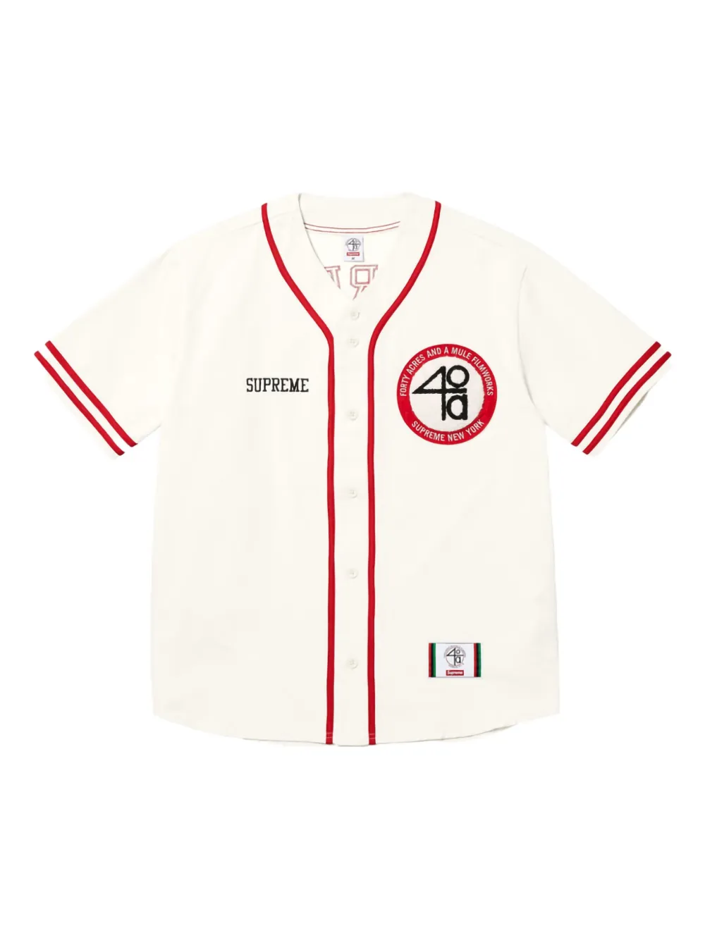Supreme x 40 Acres twill "SS25 - Natural" ベースボール ジャージ - ホワイト Supreme x 40 Acres twill "SS25 - Natural" ベースボール ジャージ - ホワイト