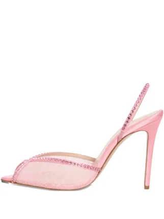 Andrea Wazen 105mm Lace Embellished Slingback Pumps | Pink | FARFETCH