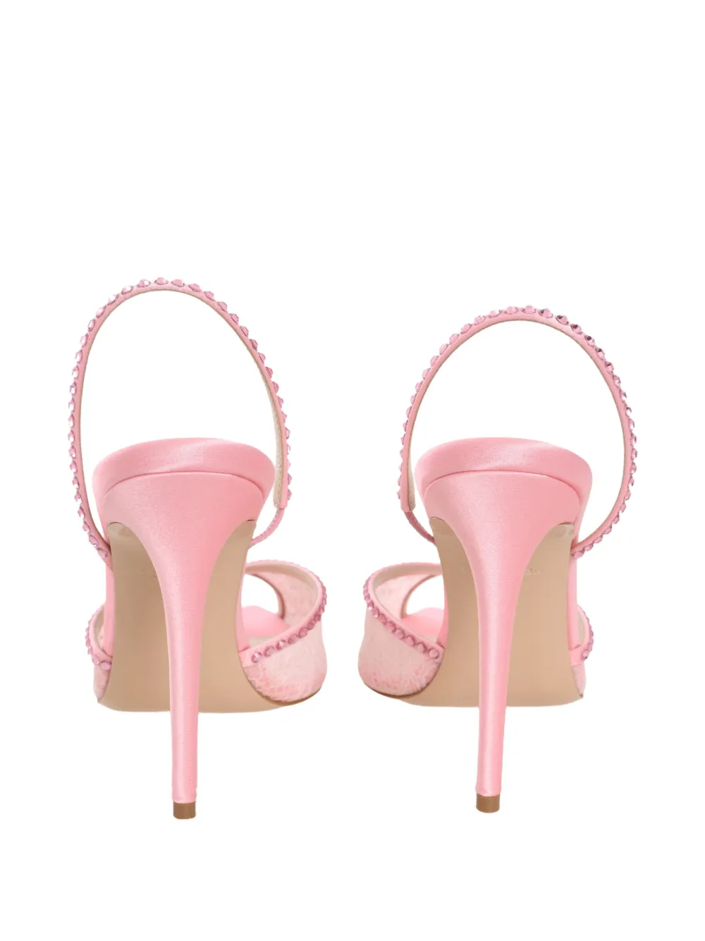Andrea Wazen 105 mm slingback pumps verfraaid met kant Roze